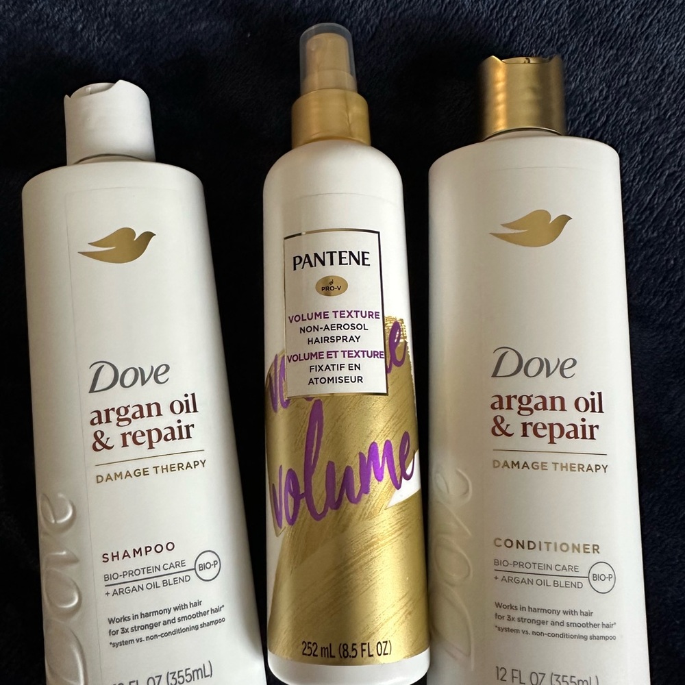 Dove Argan Oil & Repair Shampoo and Conditioner Set with Pantene Hairspray  #1